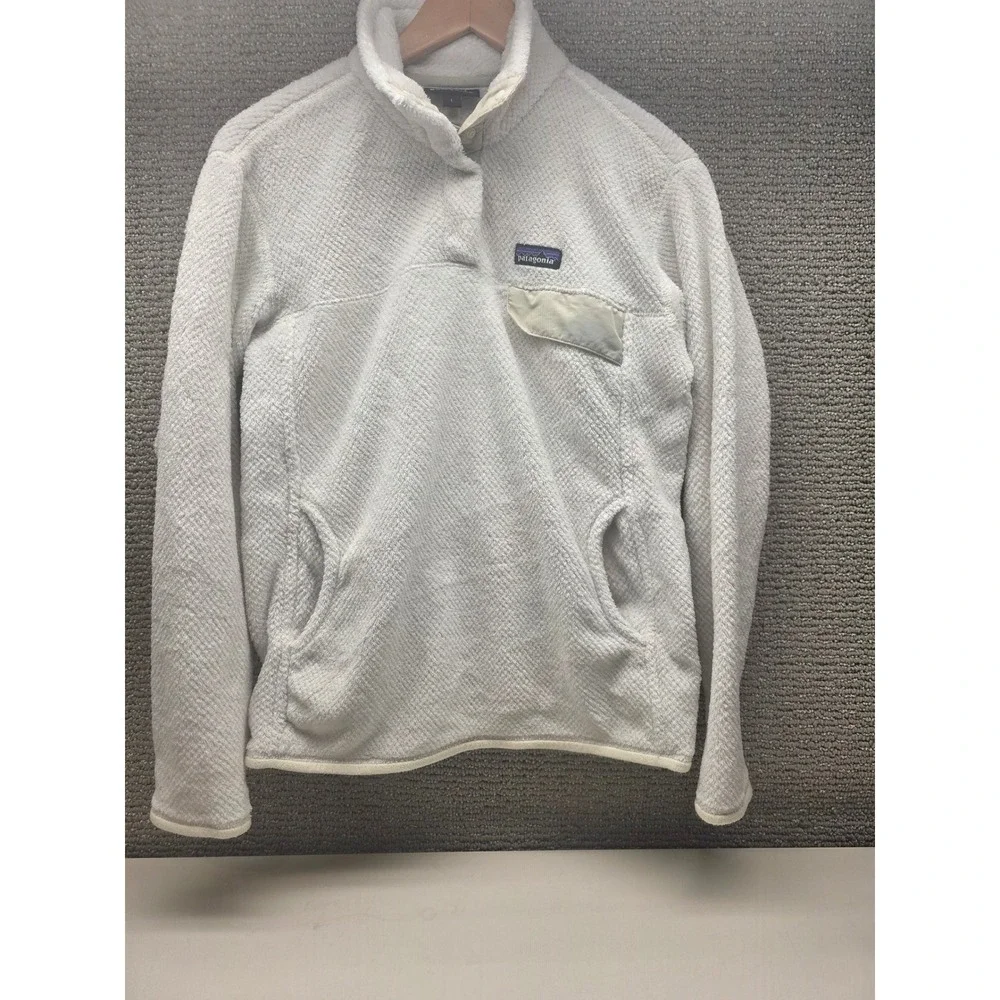 Patagonia‎ Womens Re-Tool Snap-T Pullover White Polartec Fleece Jacket Large